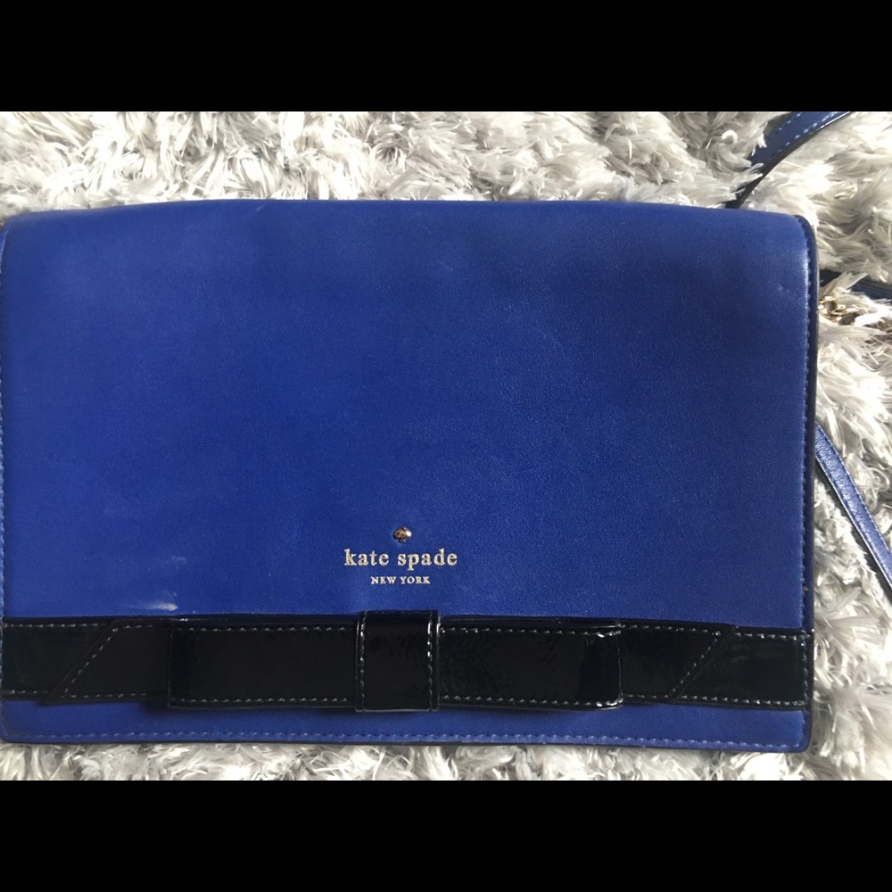 Blue chain and leather strap Kate Spade handbag